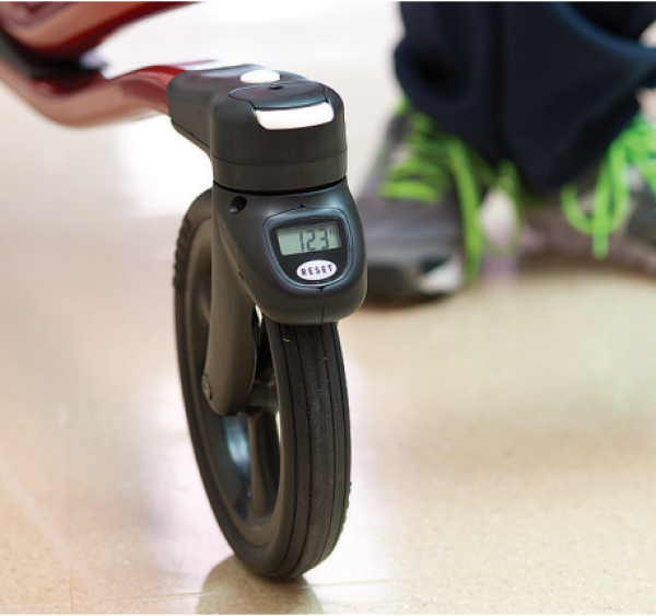 The odometer, available as an option on every Pacer base, records a client's progress in either feet or meters. No more counting tiles!