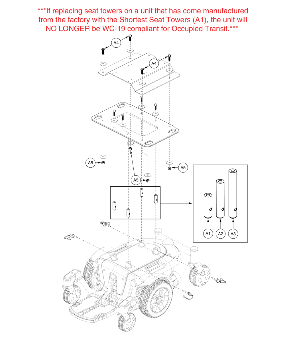 Height Adjustment Seat Tower Assy - J6 Va parts diagram