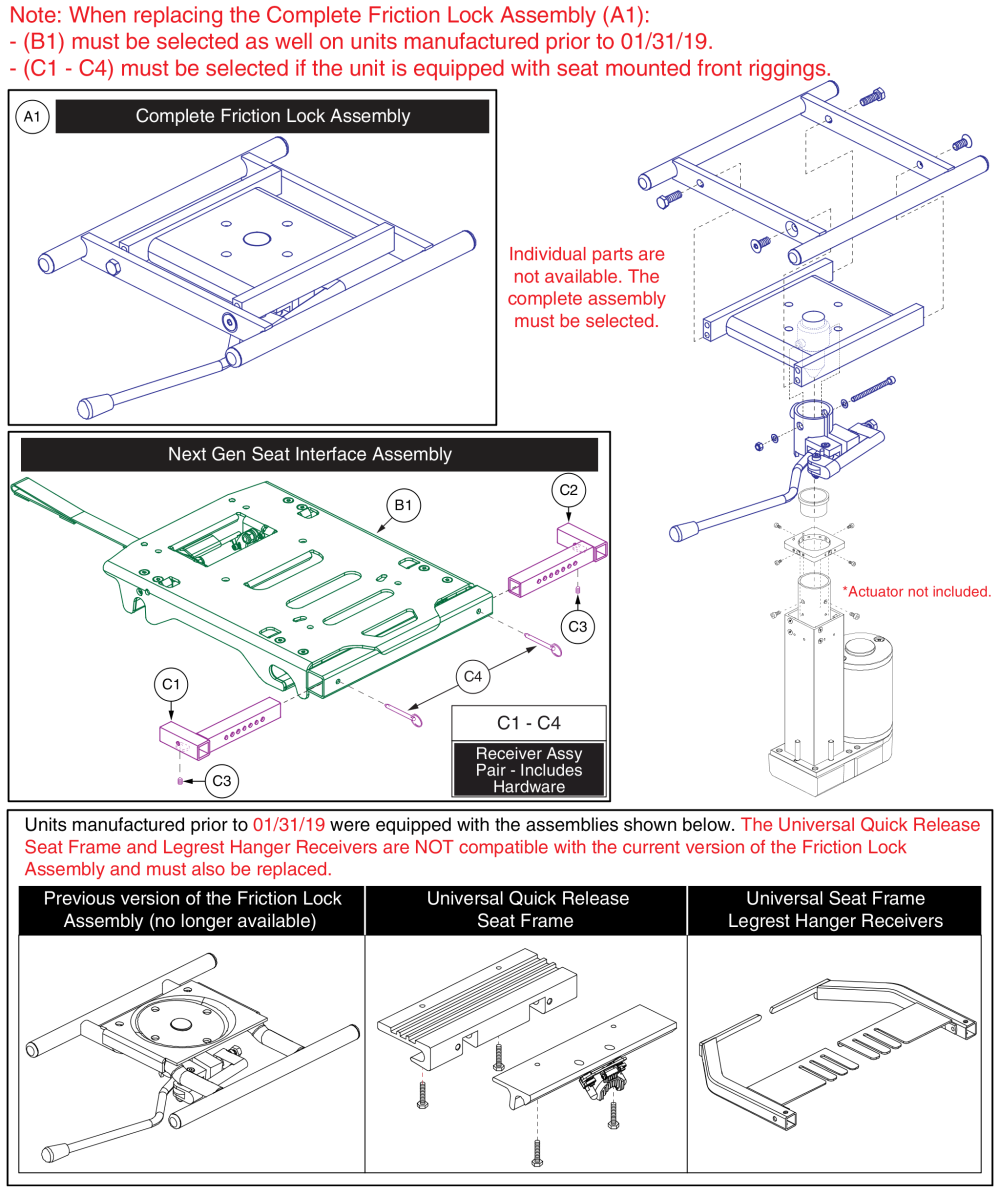 Friction Lock Seat Mount, J6 / Q610 parts diagram