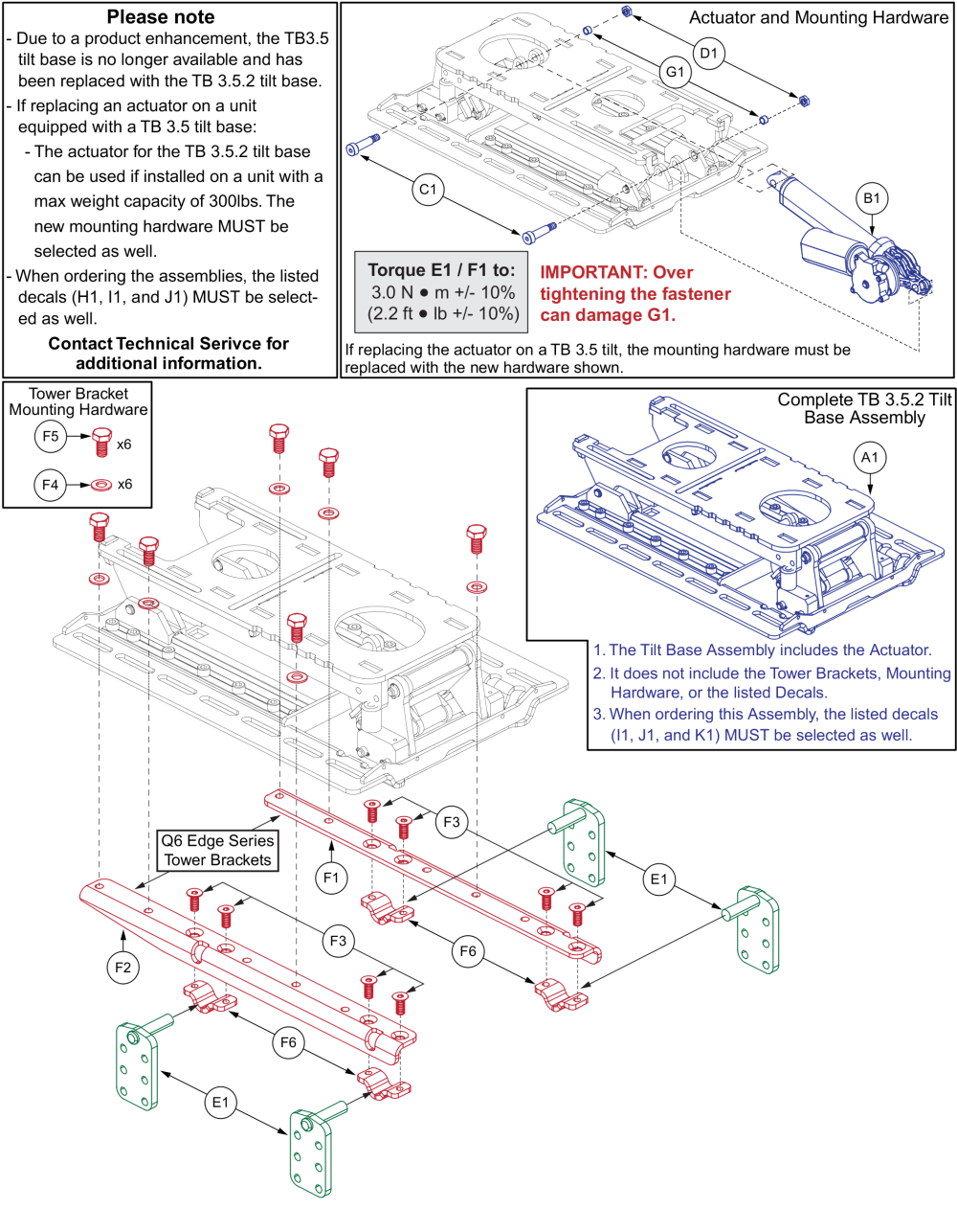 Wc19 Version 2 (tb3.5) Tilt,actuator,& Tower Brackets, Tb3 parts diagram