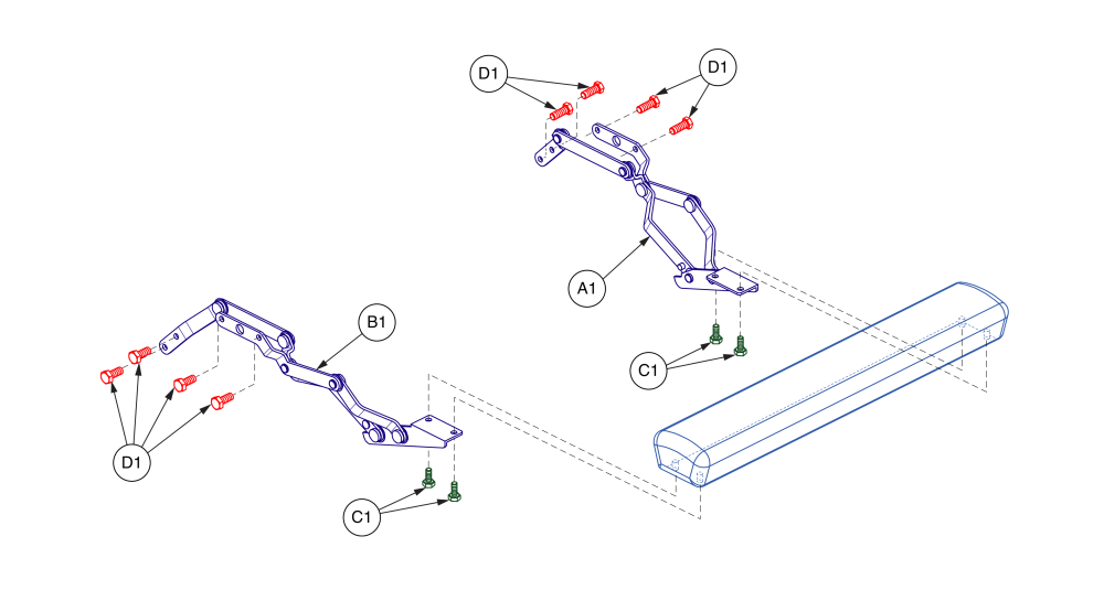 Scissor Mechanism, Footrest Extension, Fbs parts diagram