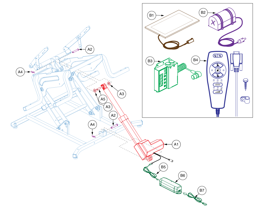 Deluxe Heat And Massage - Okin, Drivemotor parts diagram