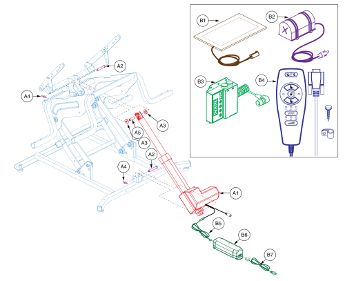 Deluxe Heat And Massage - Okin, Drivemotor parts diagram