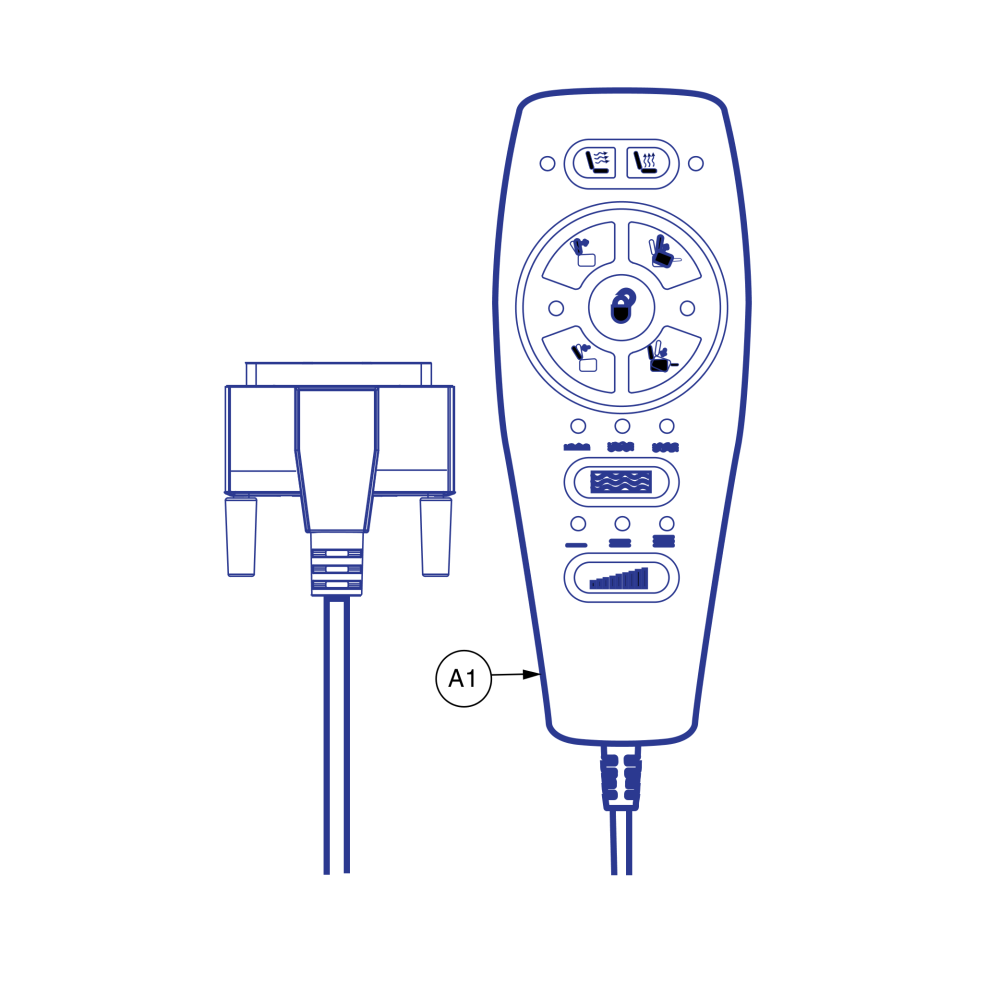 Hand Control Assembly, Infinite Motor, Deluxe Heat/massage parts diagram