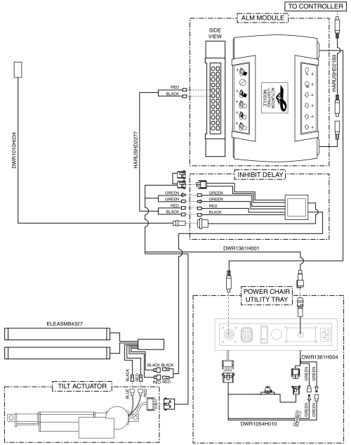 Electrical Diagram - Tilt Thru Joystick W/ Manual Recline, Off-board Charger, Gen 1 parts diagram