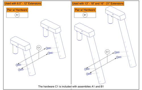 Hd Drop-in 70° Upper Legrests parts diagram