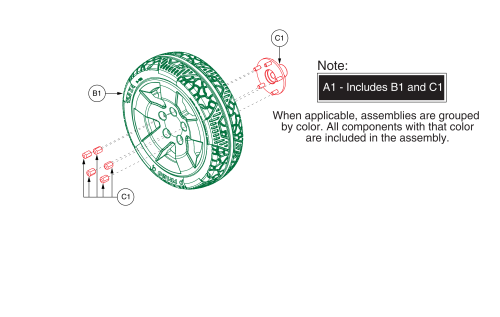 Rear Flat Free Wheel Assy, Pursuit, S713 parts diagram