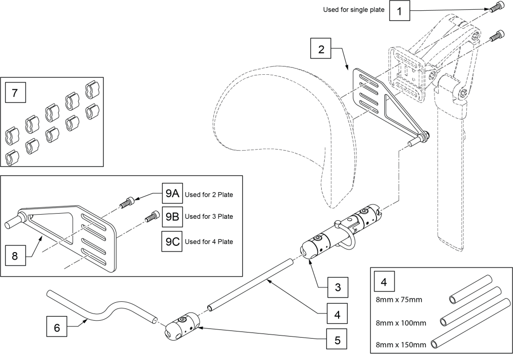 Link-it To Ergo Headrest Mount(chin Control Pkg) parts diagram