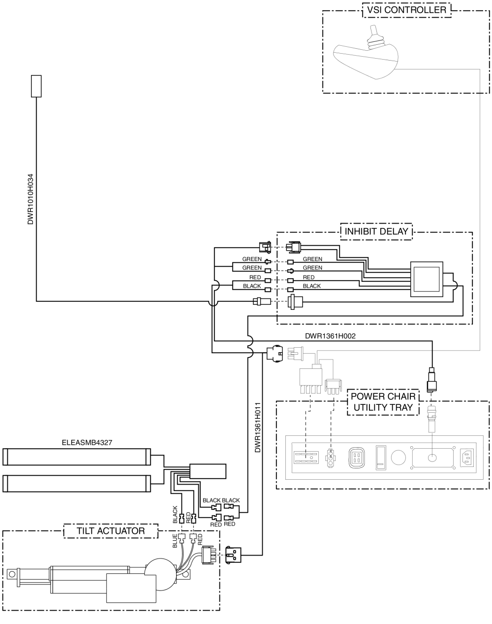 Electrical Diagram - Tilt Thru Joystick W/ Manual Recline, Gen 2 parts diagram