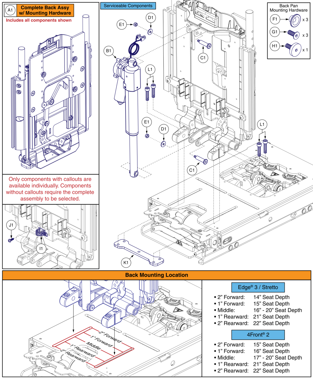 Recline Back Assembly, Tru Balance® 4 parts diagram
