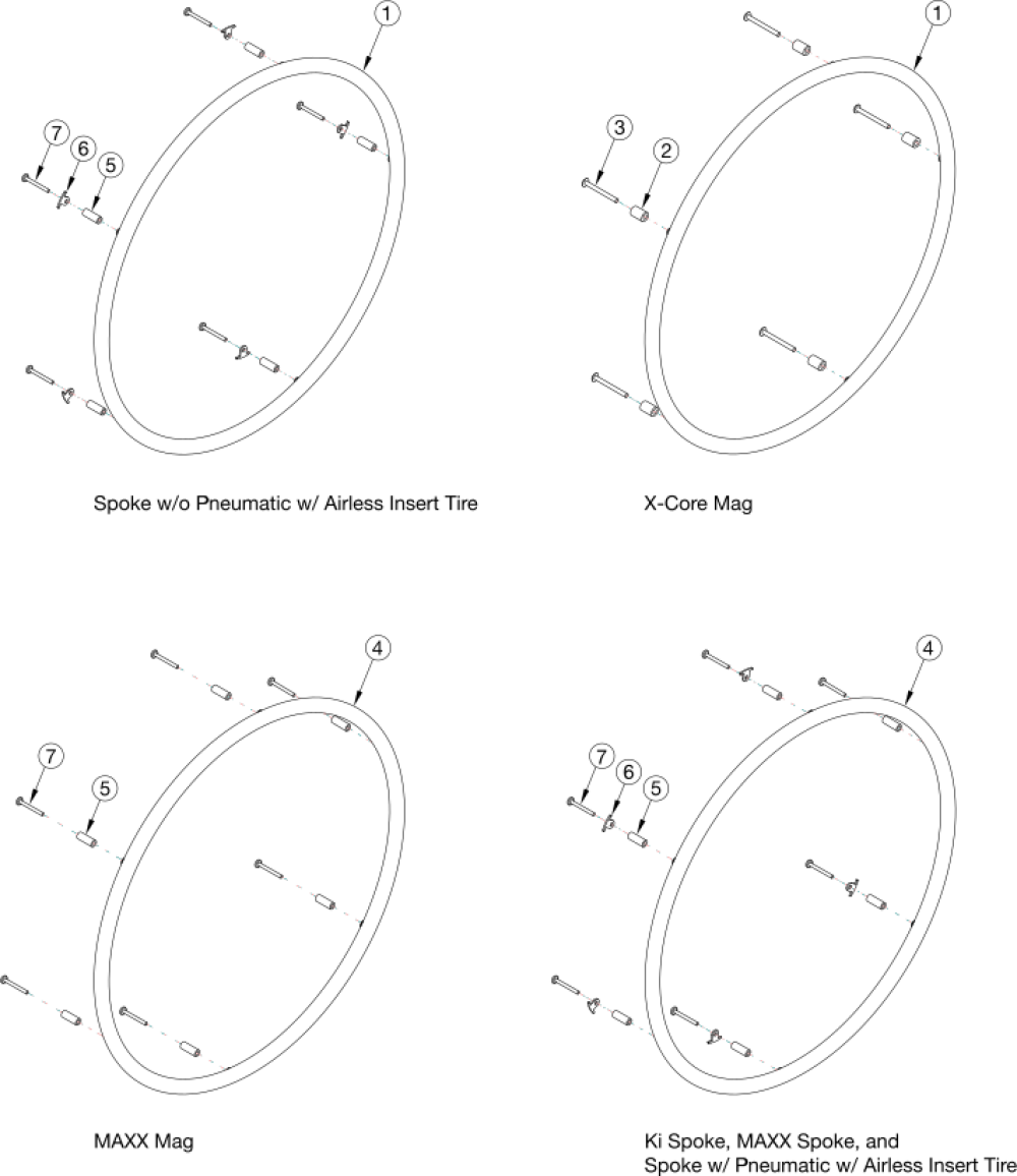 Liberty Plastic Coated Handrim parts diagram