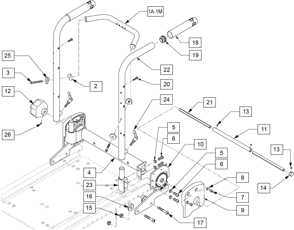 Manual Recline Backrest parts diagram