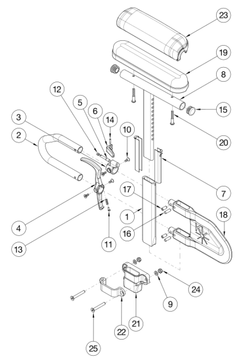 Cr45 Height Adjustable T Arm parts diagram