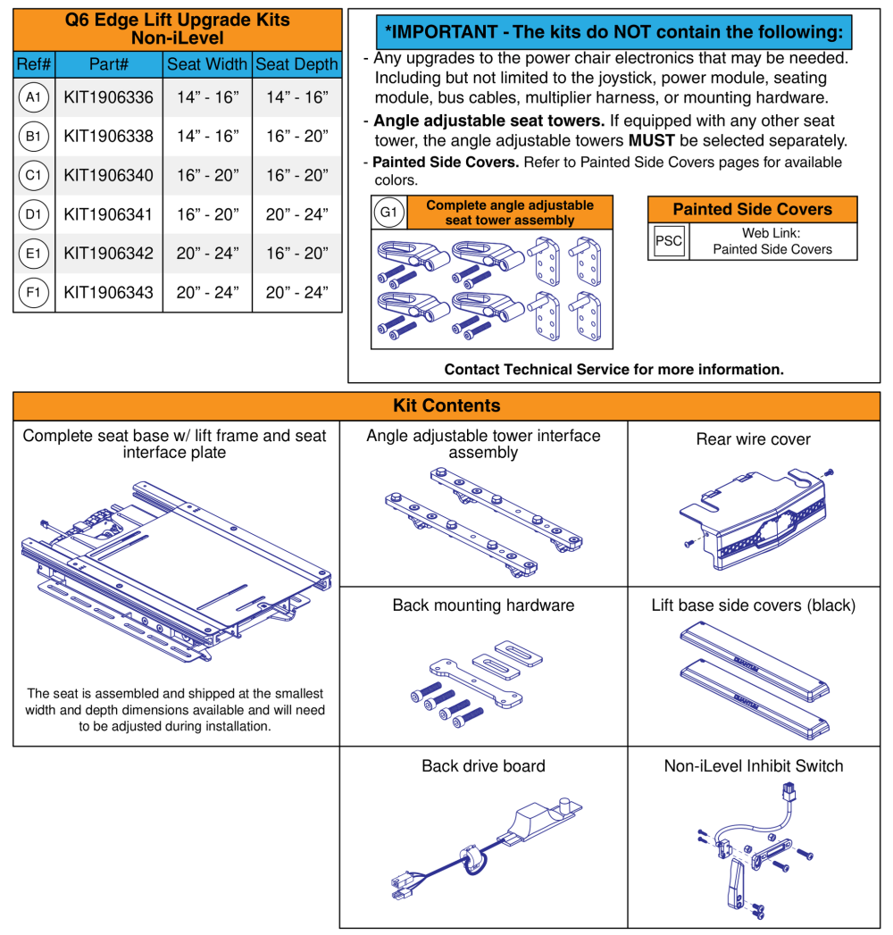 Q6 Edge - Reac Lift Upgrade Kits (non-ilevel) parts diagram