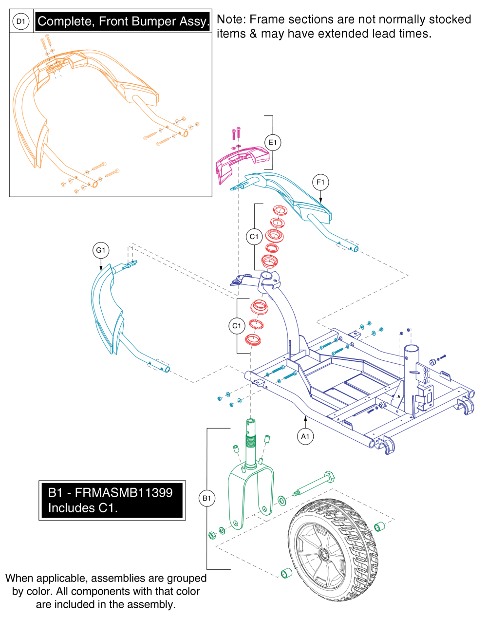 3 Wheel Front Frame And Fork, Victory 10.2 parts diagram