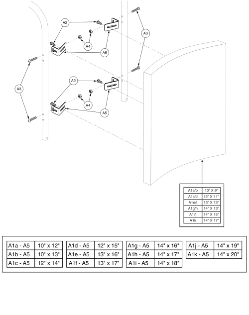 Solid Back, Pediatric Tilt parts diagram