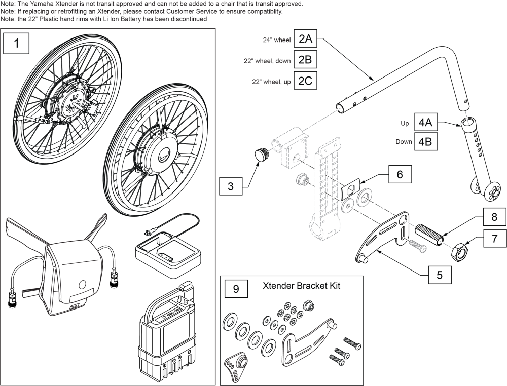 Gen 2 Xtender Axle Plate & Retro Kit Xcape parts diagram