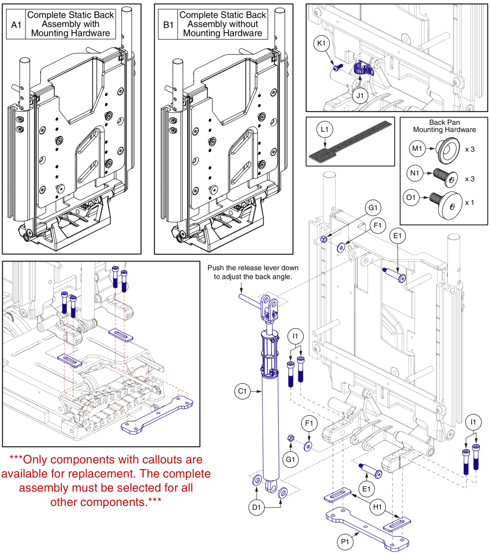 Static Back, Reac Lift parts diagram