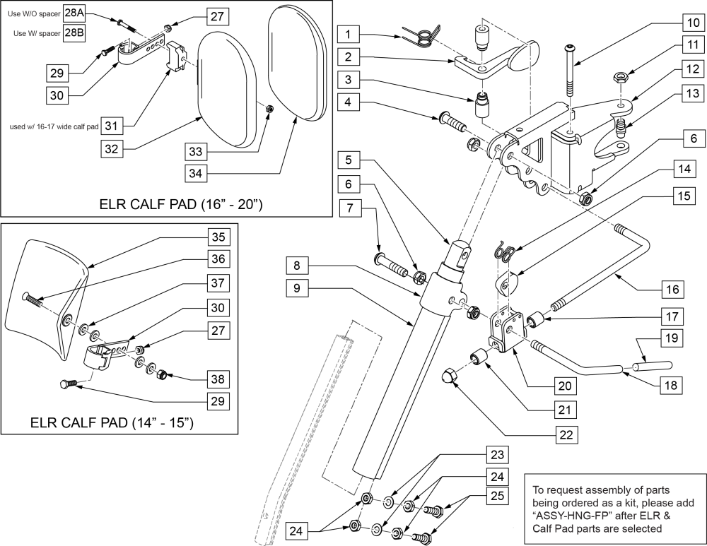 Elevating Legrest parts diagram