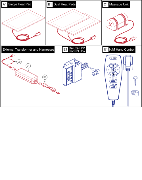 Deluxe Heat & Massage Components parts diagram