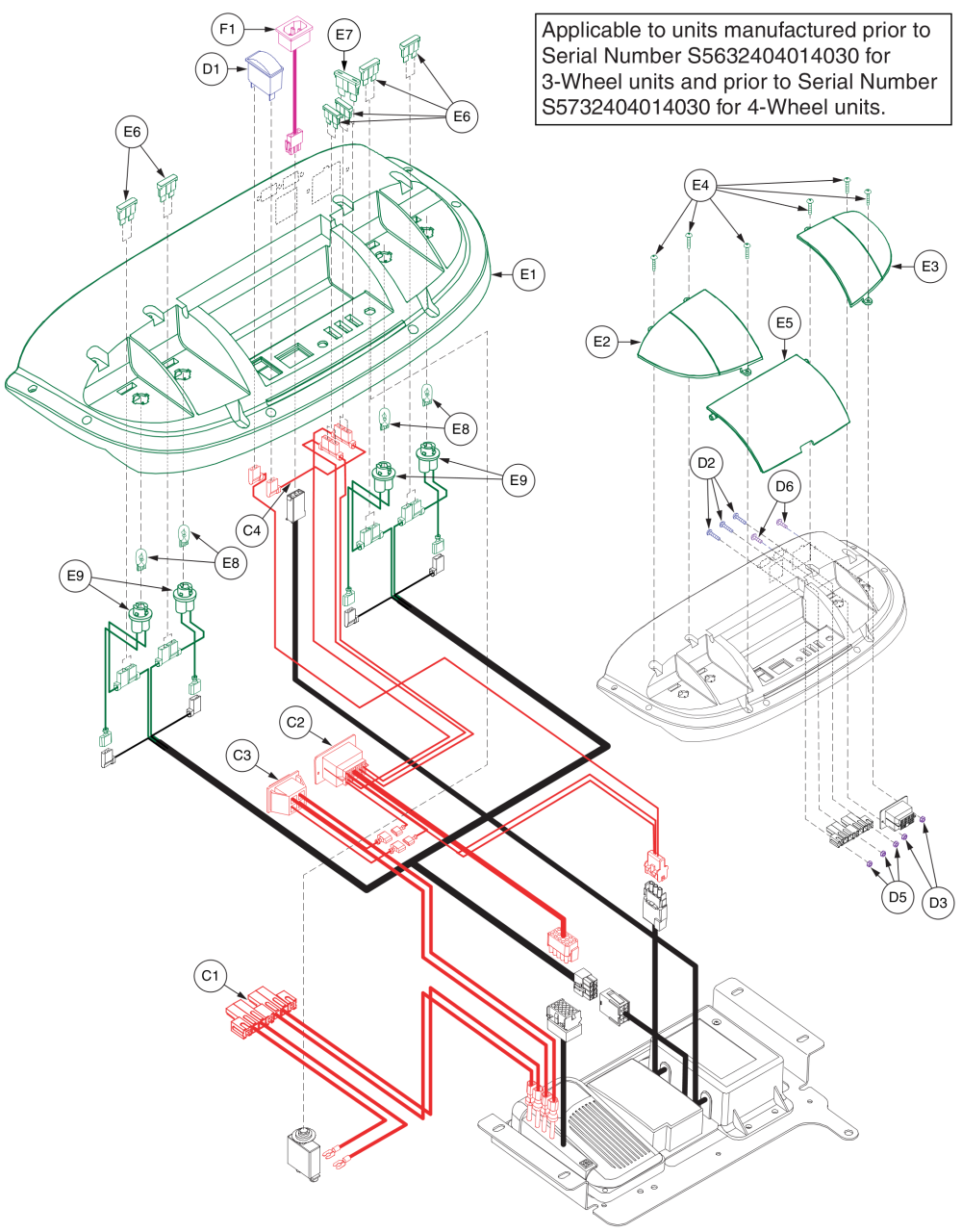 Wiring, Version 1, Part 2, S5632404014030 - Prior parts diagram