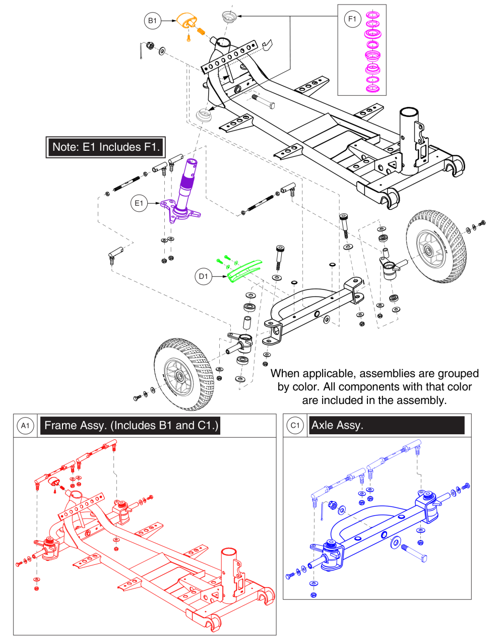 Front Frame Assy, 4 Wheel, Gogo Elite Traveler, S40e/s44e parts diagram