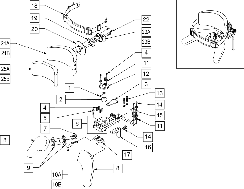 Rotational Headrest Assembly parts diagram