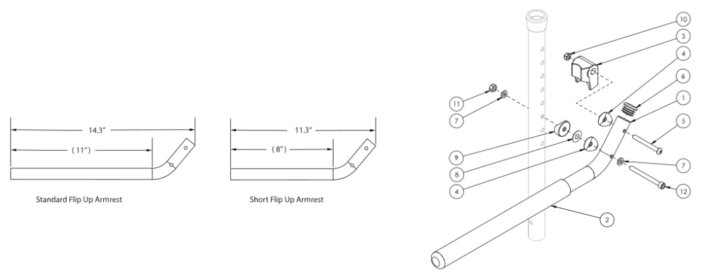 Tubular Flip Up Armrest parts diagram