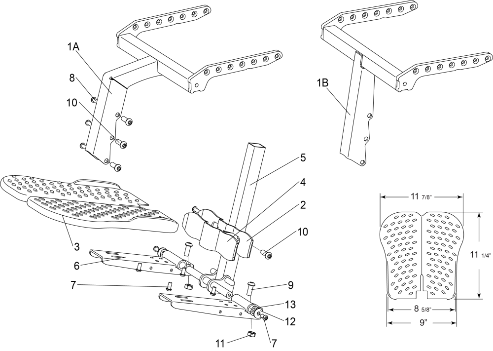 Center Legrest X8, V6, 360 parts diagram