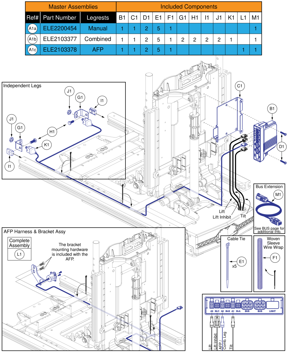 Ql3 Am3, Tb3 Lift & Tilt (r44 Rival) parts diagram