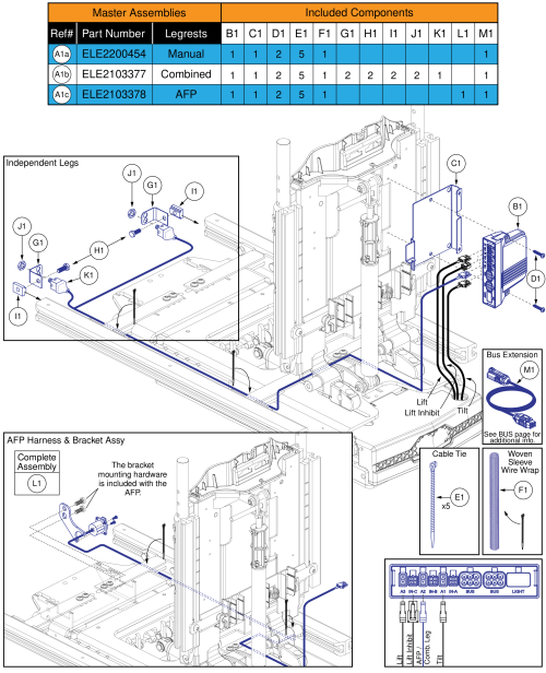 Ql3 Am3, Tb3 Lift & Tilt (r44 Rival) parts diagram