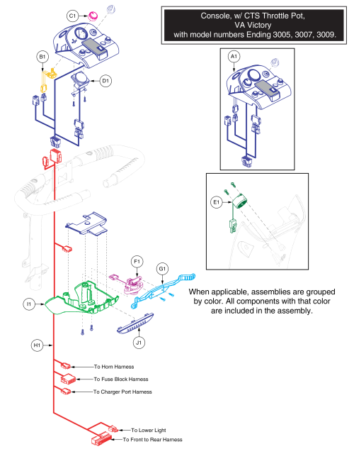 Console, Va Victory, For Models Ending In 3005, 3007, 3009. parts diagram