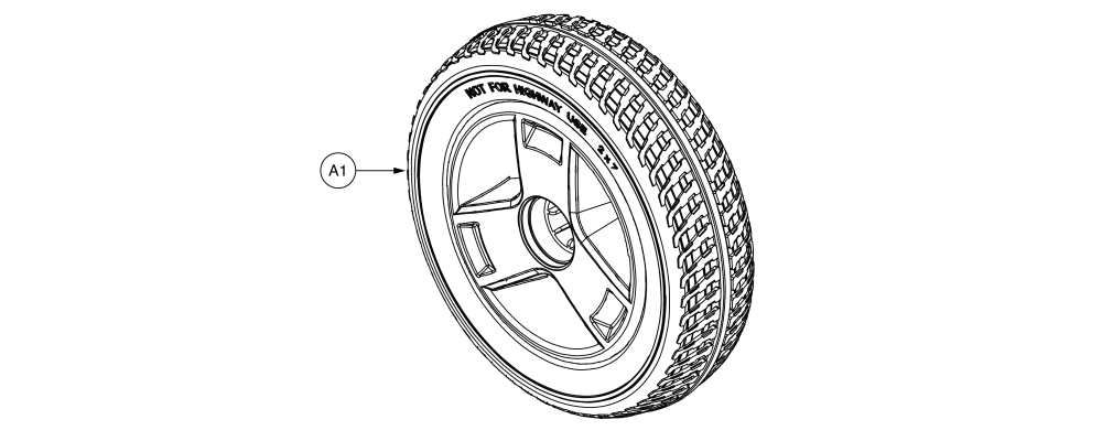 Front 4-wheel Assy, Tri-spoke, Silver Rim/ Pu Foam Black Tire parts diagram