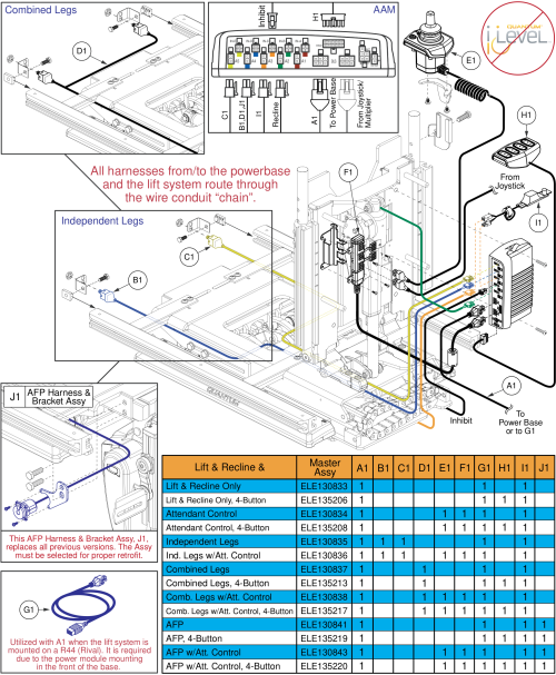 Lift & Recline Harnessing, Q-logic 2 - Reac Lift / Non I-level parts diagram