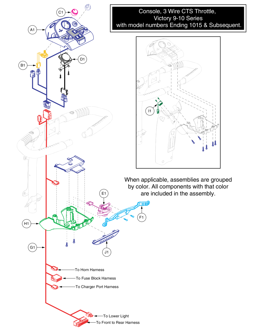 Console, 3 Wire Cts Throttle, Victory 9-10 Series W/model Numbers Ending 1015 & Sub parts diagram