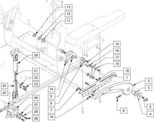 Cantilever Armrest - Power Recline parts diagram