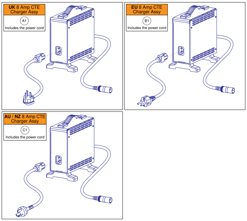 International 8 Amp Cte Chargers parts diagram