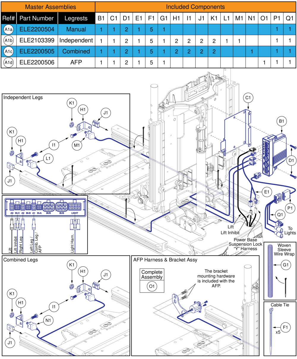 Ql3 Am3l, Tb3 Lift W/ Ilevel (stretto W/ Front Seat And Rear Door Lights) parts diagram