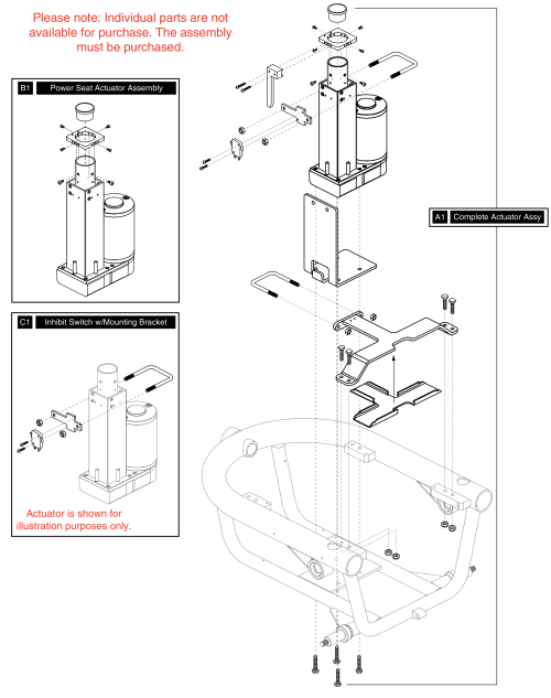 Power Seat Actuator, Friction Lock Assembly, Jazzy 610 parts diagram