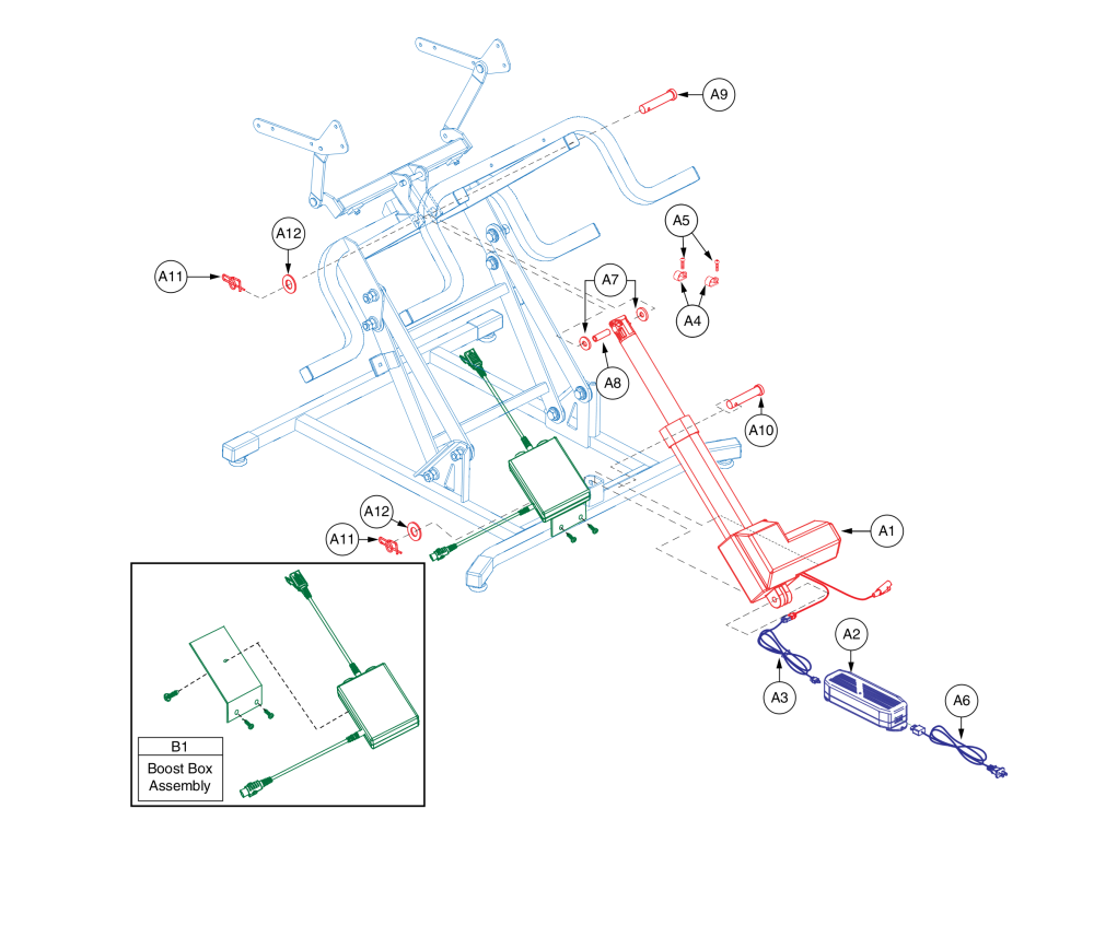 2. Boost Motor - Boost, W/boost Box,trans, Harn And Hdw parts diagram