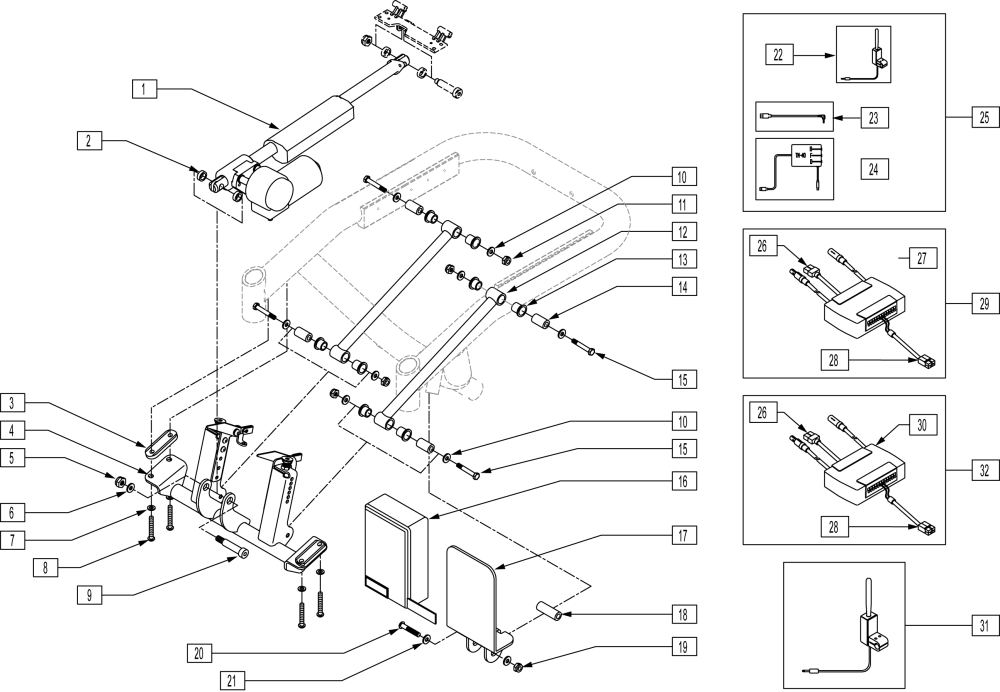 S626/s636/s646 Actuator Assembly parts diagram