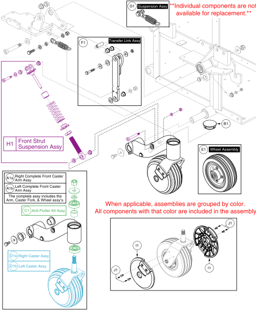 Front Caster Arm & Front Suspension, Q6 Edge Hd parts diagram