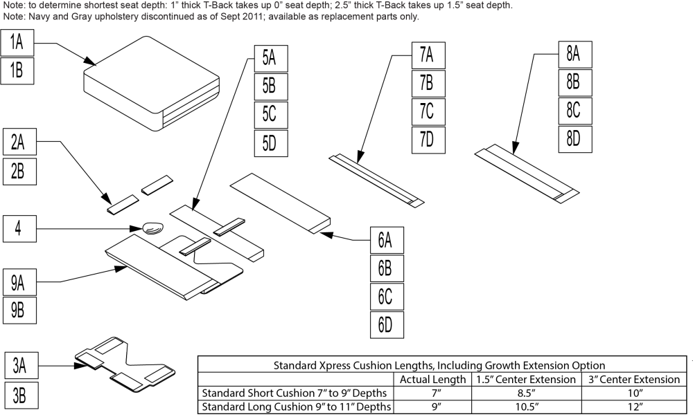 Contour Adj Seat Cushion parts diagram