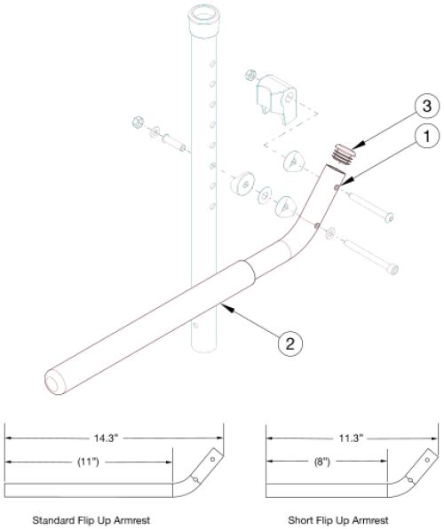 Arc Tubular Flip Up Armrest - Growth parts diagram