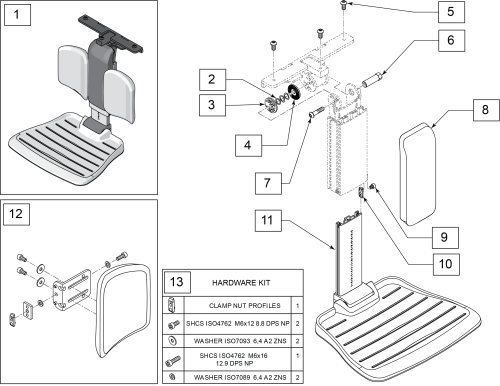 Angle Adj Center Mount Legrest parts diagram