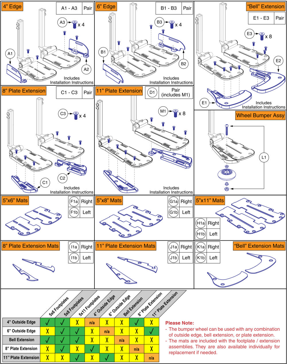 Afp And Cmt Tapered Footplates Extensions & Mats, Gen. 2 parts diagram