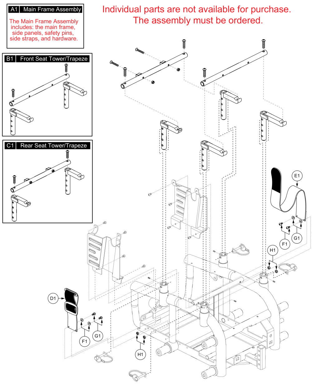 Main Frame Assy, Jazzy 614 Series parts diagram