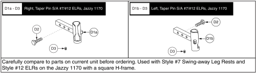 Legrest Hanger - Style #7 Swing-away & Style #12 Elr For 1170xl W/square H-frame parts diagram