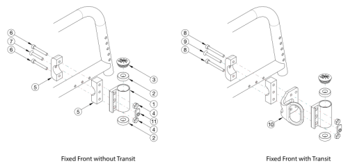 Catalyst 5 Standard Caster Housing For Fixed Front Frame parts diagram