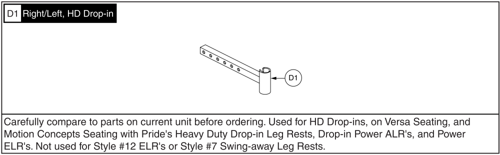 Legrest Hanger - Motion Concepts & Versa Seating parts diagram